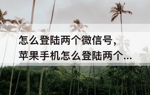 怎么登陆两个微信号，苹果手机怎么登陆两个微信号