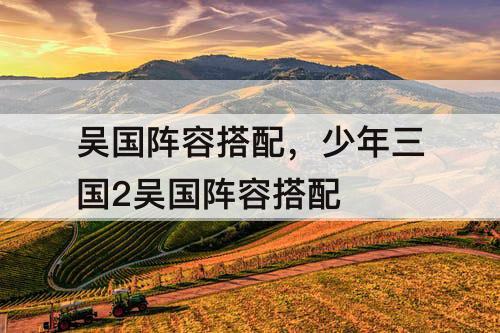 吴国阵容搭配，少年三国2吴国阵容搭配